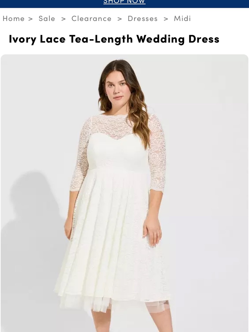 torrid Ivory Lace Tea-Length Bridal Dress